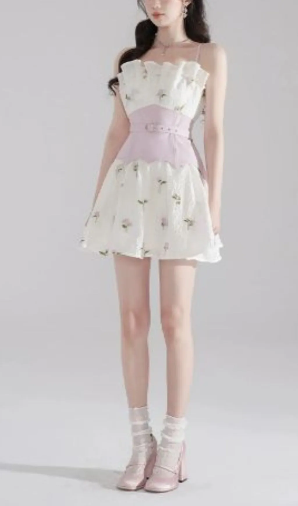 EMBROIDERED JACQUARD MINI DRESS IN WHITE Gloria Lanvin
