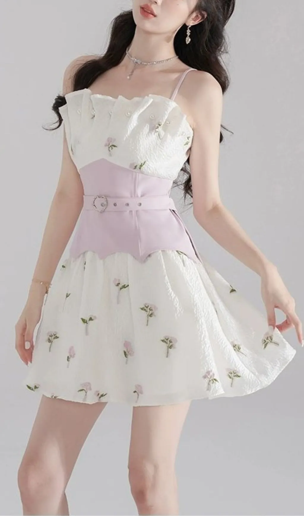 EMBROIDERED JACQUARD MINI DRESS IN WHITE Gloria Lanvin