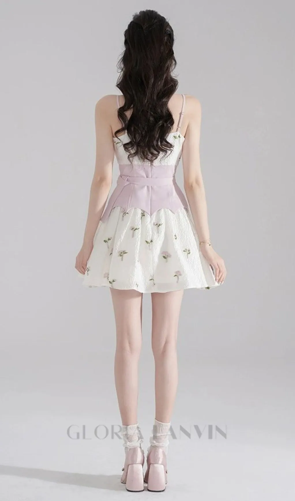 EMBROIDERED JACQUARD MINI DRESS IN WHITE Gloria Lanvin