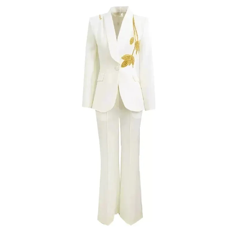EMBROIDERED PEPLUM BLAZER IN WHITE Gloria Lanvin
