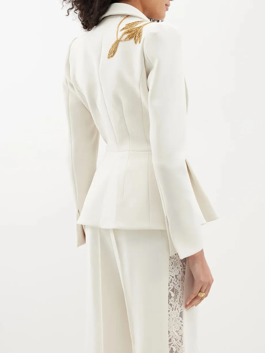 EMBROIDERED PEPLUM BLAZER IN WHITE Gloria Lanvin