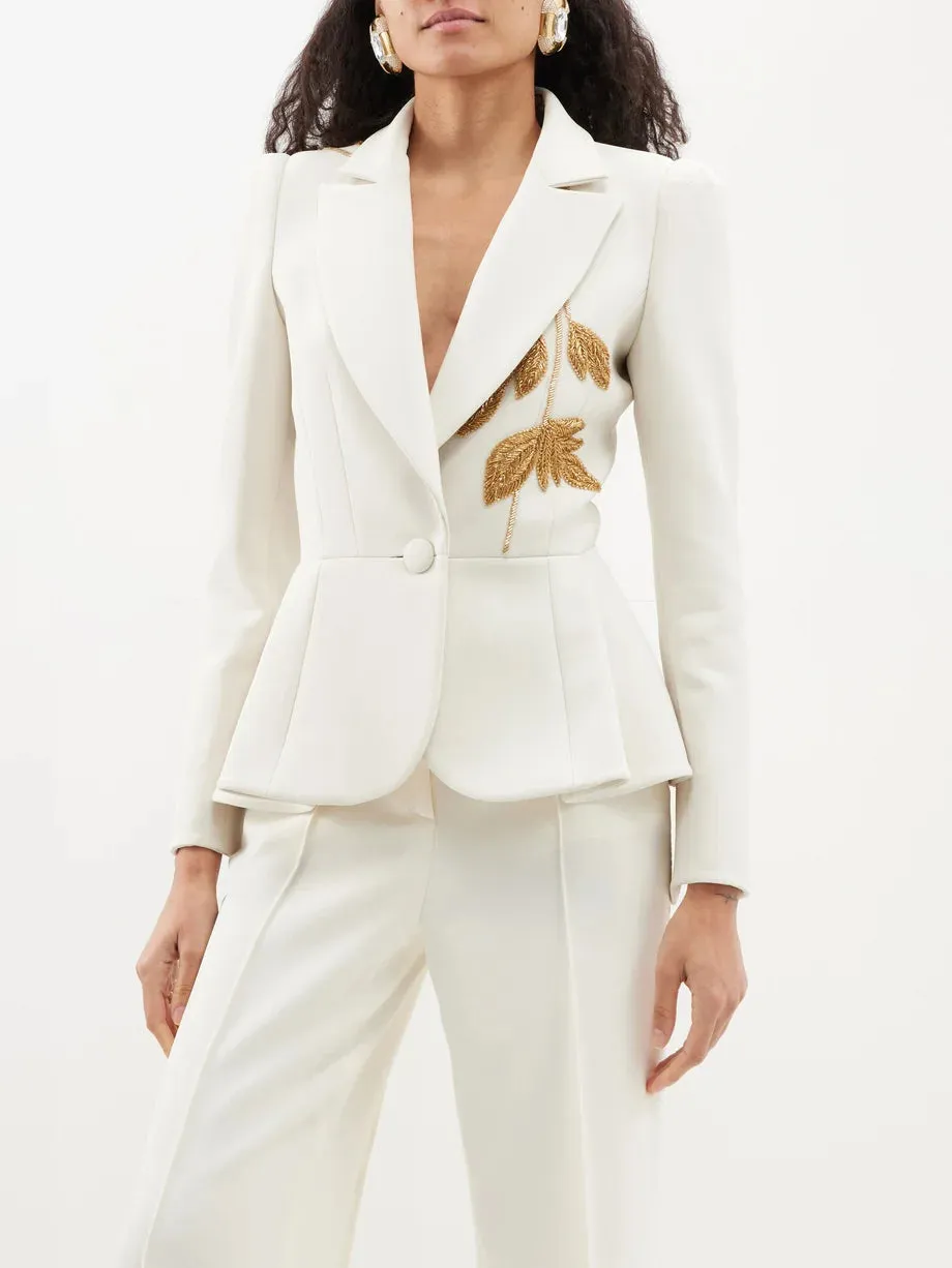 EMBROIDERED PEPLUM BLAZER IN WHITE Gloria Lanvin