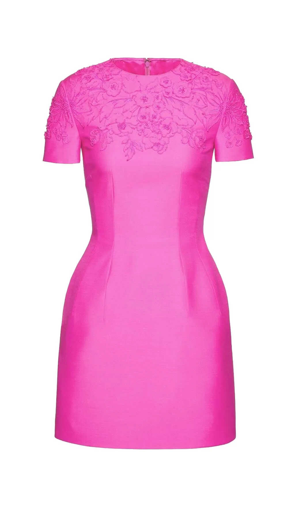 EMBROIDERED WAIST-TIGHTENING MINI DRESS IN PINK Gloria Lanvin