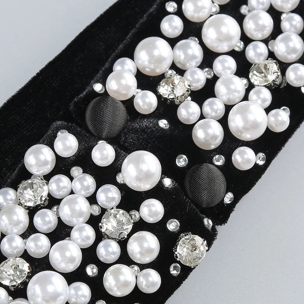 embroidered with white pearls maxi dress in black Gloria Lanvin
