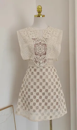 EMBROIDERY CUTOUT MINI DRESS IN APRICOT Gloria Lanvin
