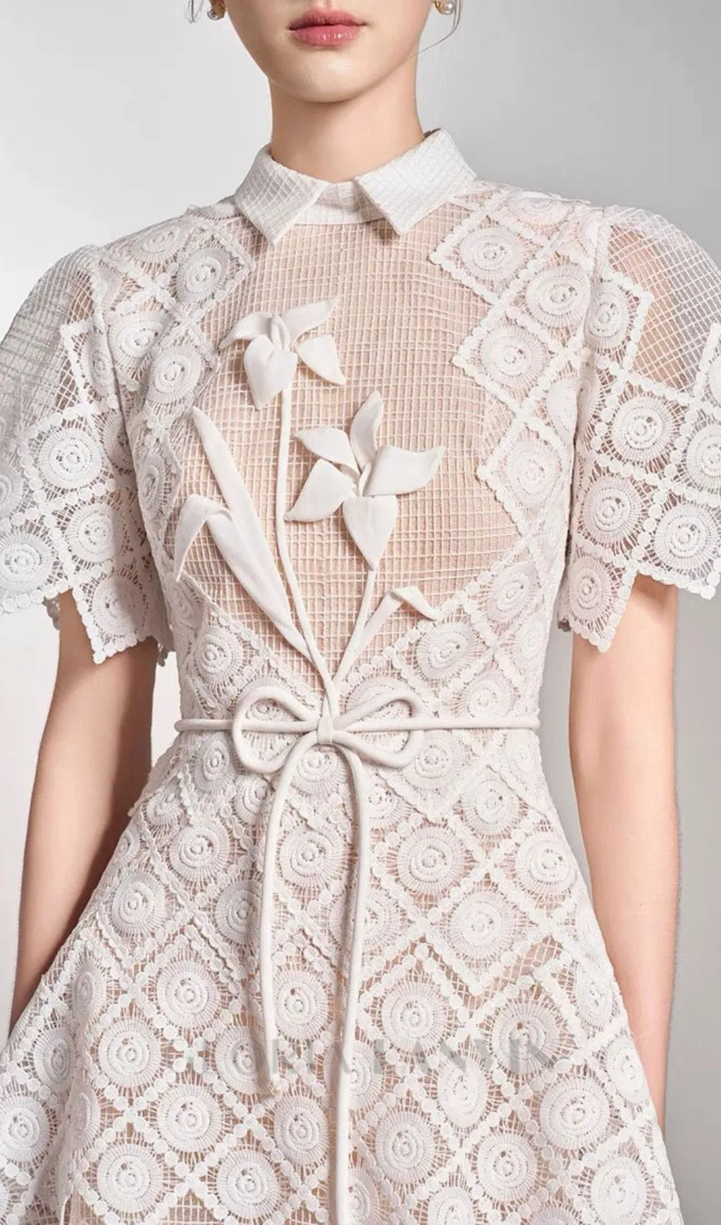 EMBROIDERY MIDI DRESS IN WHITE Gloria Lanvin