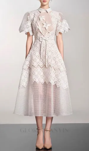 EMBROIDERY MIDI DRESS IN WHITE Gloria Lanvin