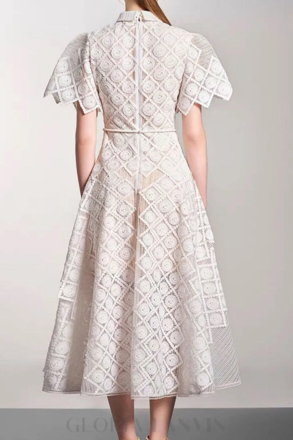 EMBROIDERY MIDI DRESS IN WHITE Gloria Lanvin