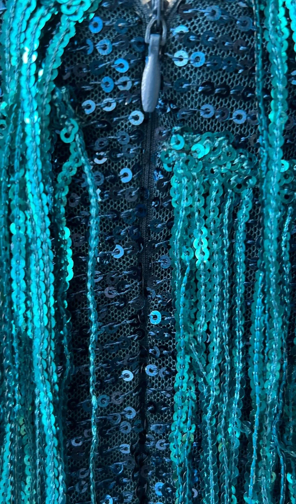 EMERALD TASSEL FEATHER MINI DRESS Gloria Lanvin