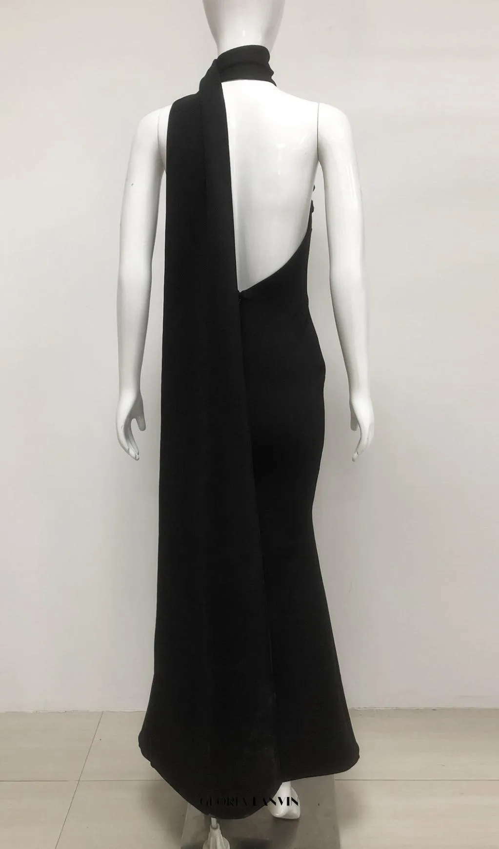 Emily Diamond Flower Bandage Maxi Dress in Black Gloria Lanvin