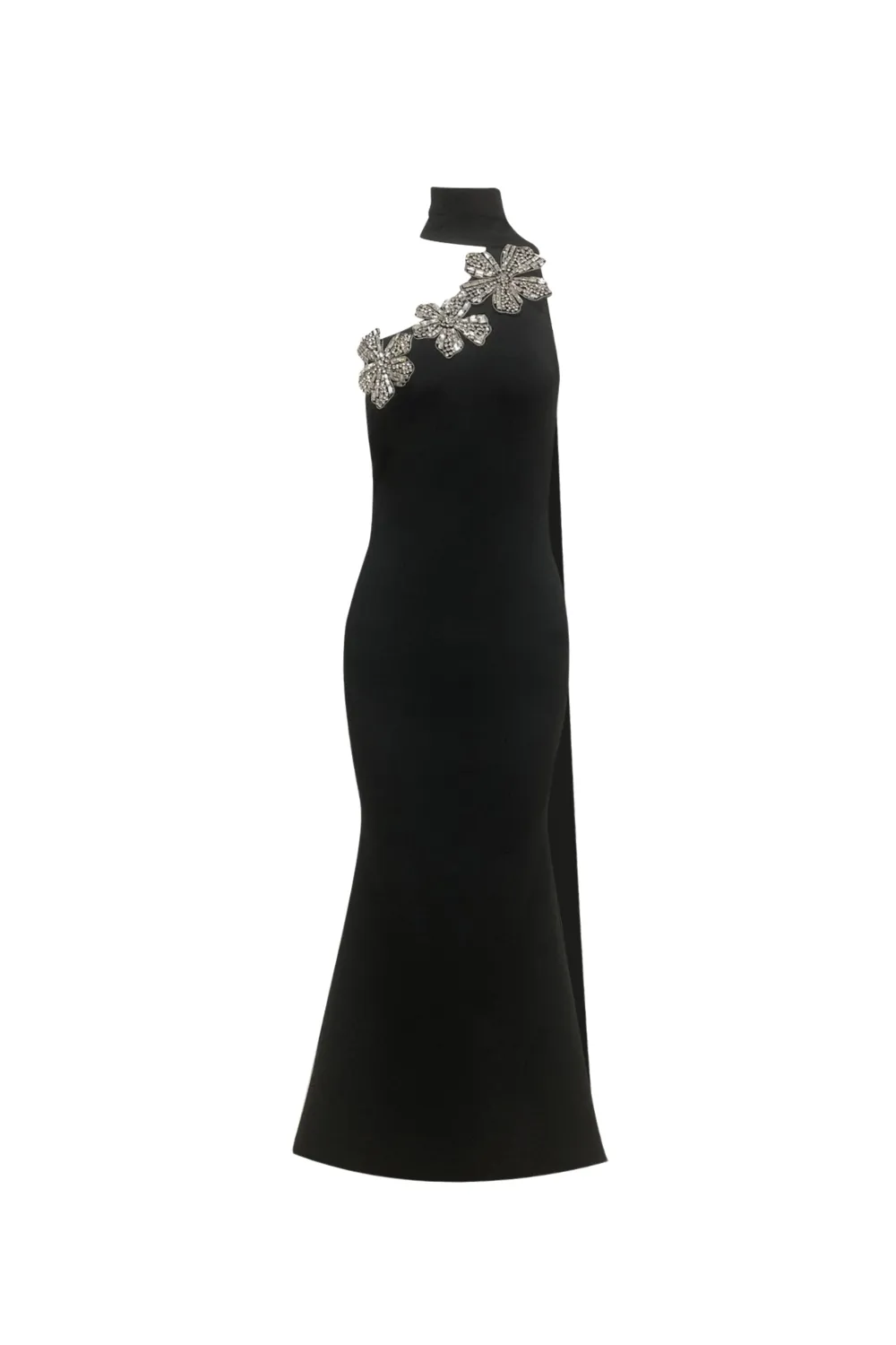 Emily Diamond Flower Bandage Maxi Dress in Black Gloria Lanvin