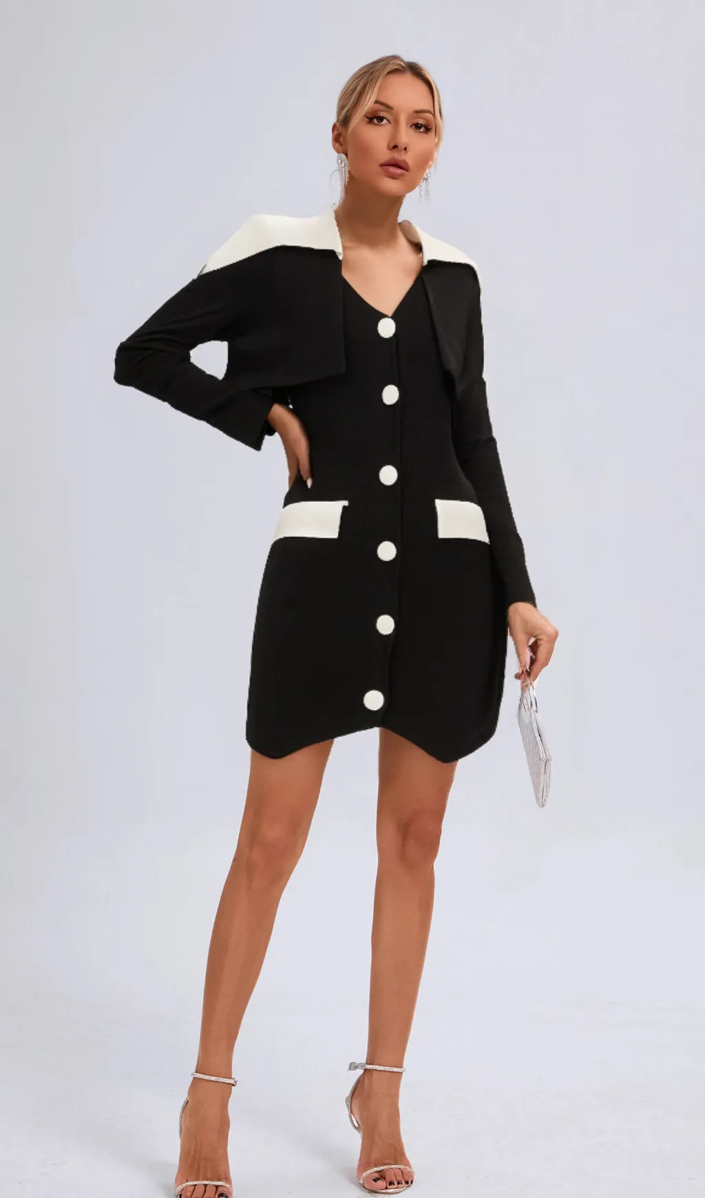 Enora black contrast-color mini dress Gloria Lanvin