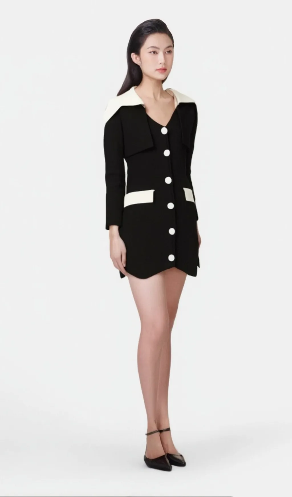 Enora black contrast-color mini dress Gloria Lanvin