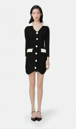 Enora black contrast-color mini dress Gloria Lanvin
