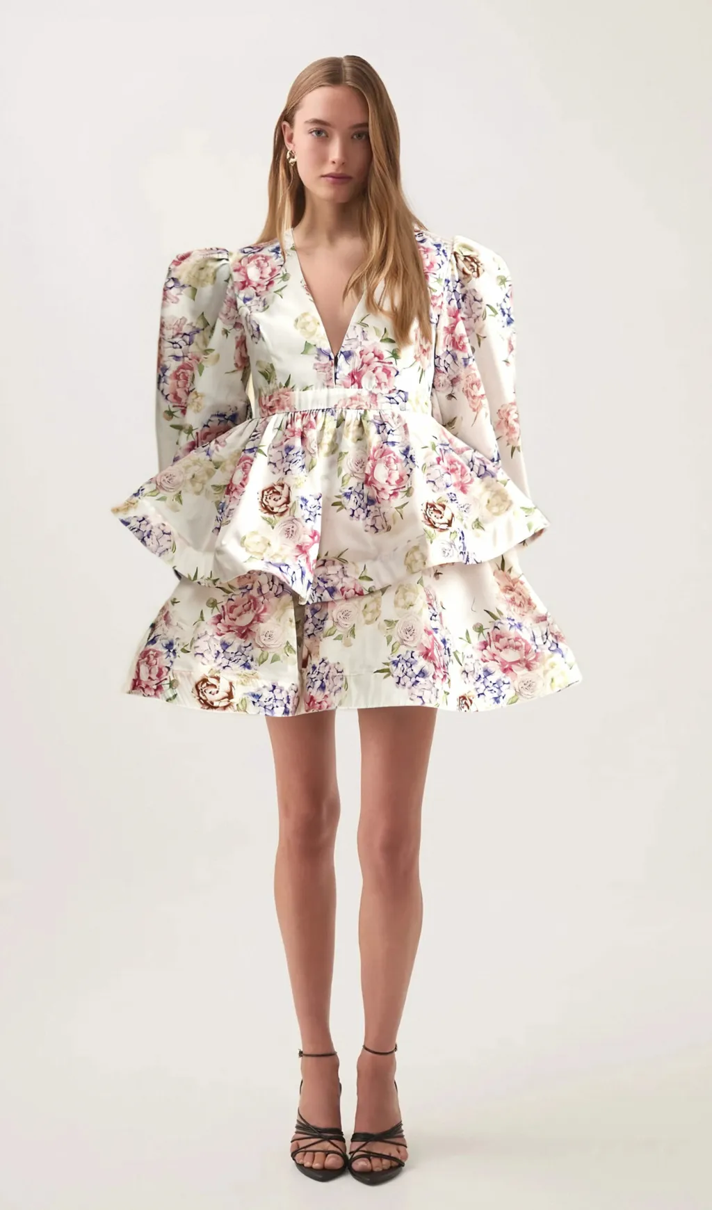Enora floral-print tiered mini dress Gloria Lanvin