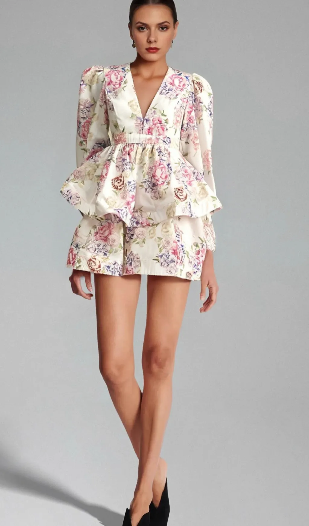 Enora floral-print tiered mini dress Gloria Lanvin