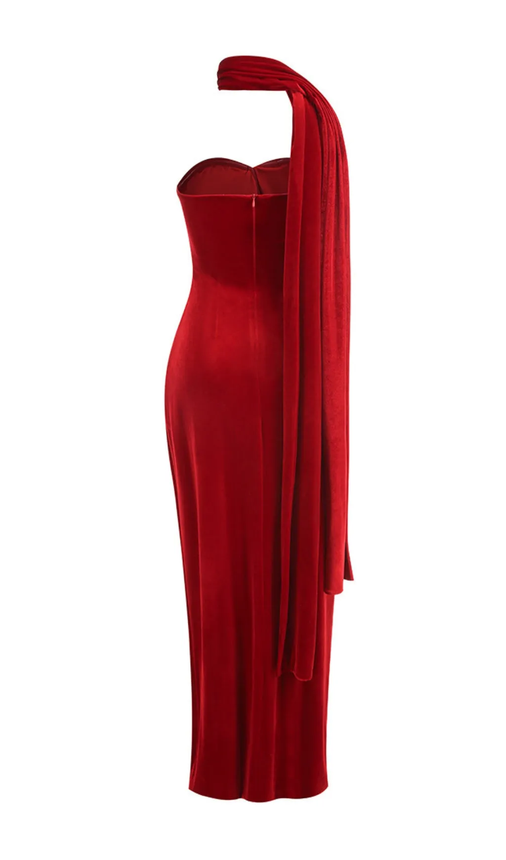 Enye Velvet Flower Maxi Dress in red Gloria Lanvin