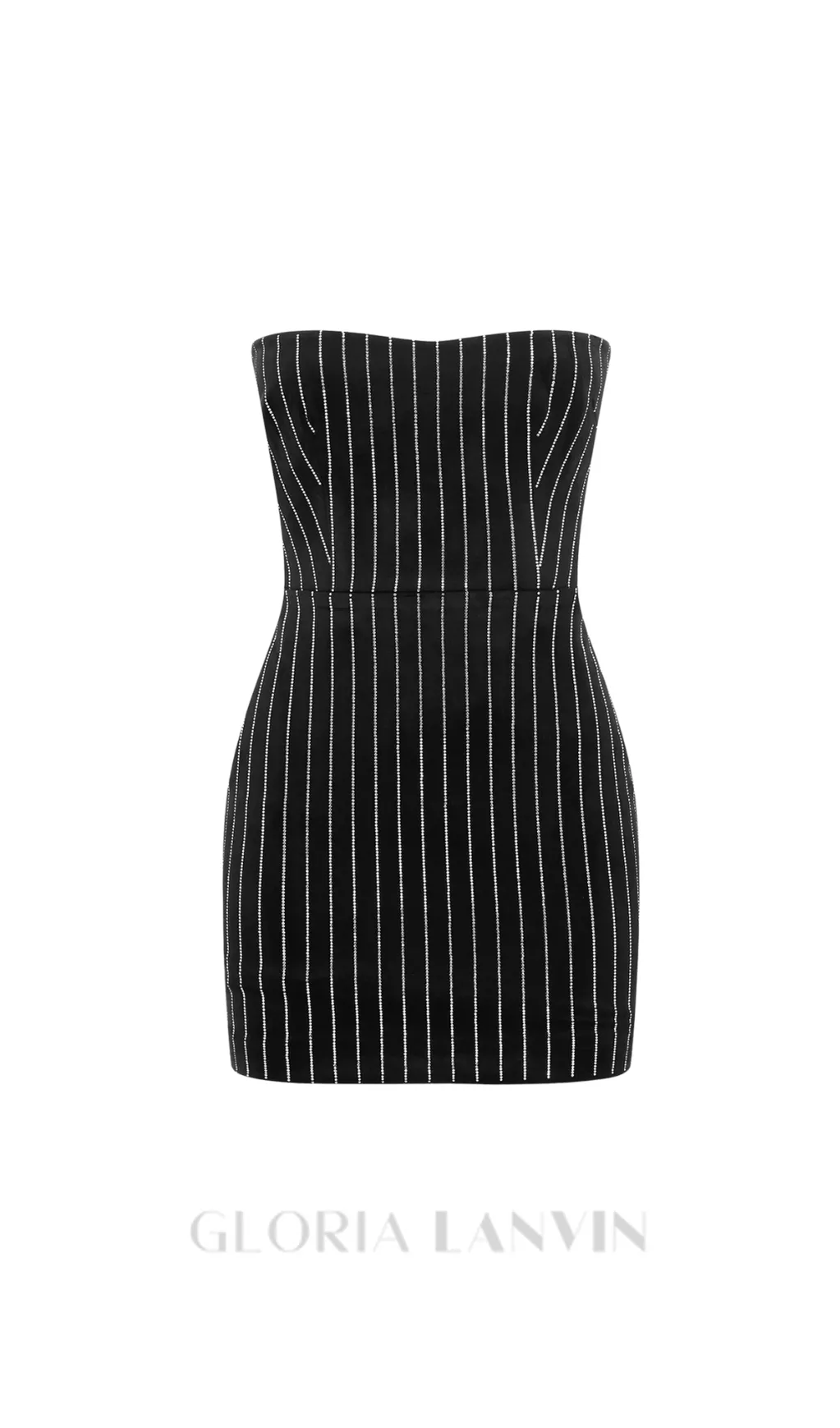 Erlina Crystal Pinstripe Strapless Mini Dress Gloria Lanvin