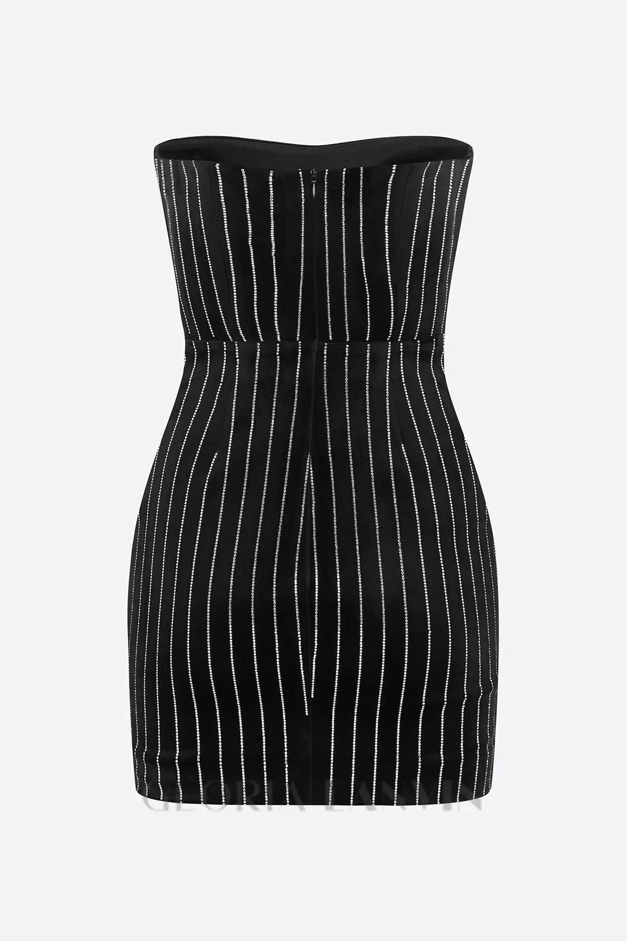 Erlina Crystal Pinstripe Strapless Mini Dress Gloria Lanvin