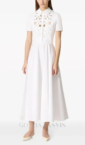ETHEL FLORAL CUTOUT LONG SLEEVES MAXI DRESS IN WHITE Gloria Lanvin