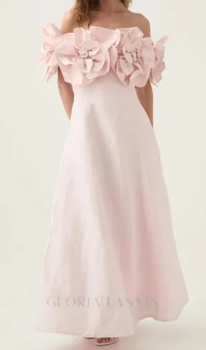 Etta flower strapless midi dress in pink Gloria Lanvin
