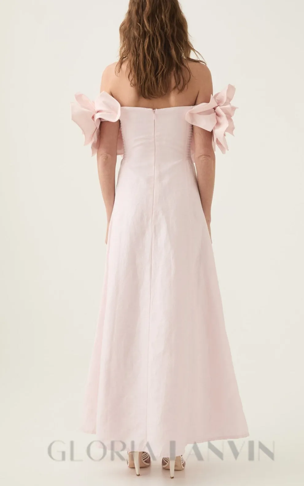 Etta flower strapless midi dress in pink Gloria Lanvin