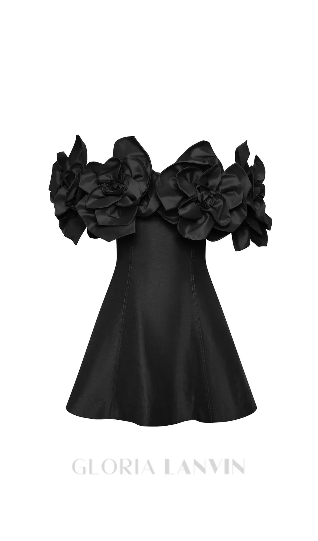 Etta flower strapless mini dress in black Gloria Lanvin