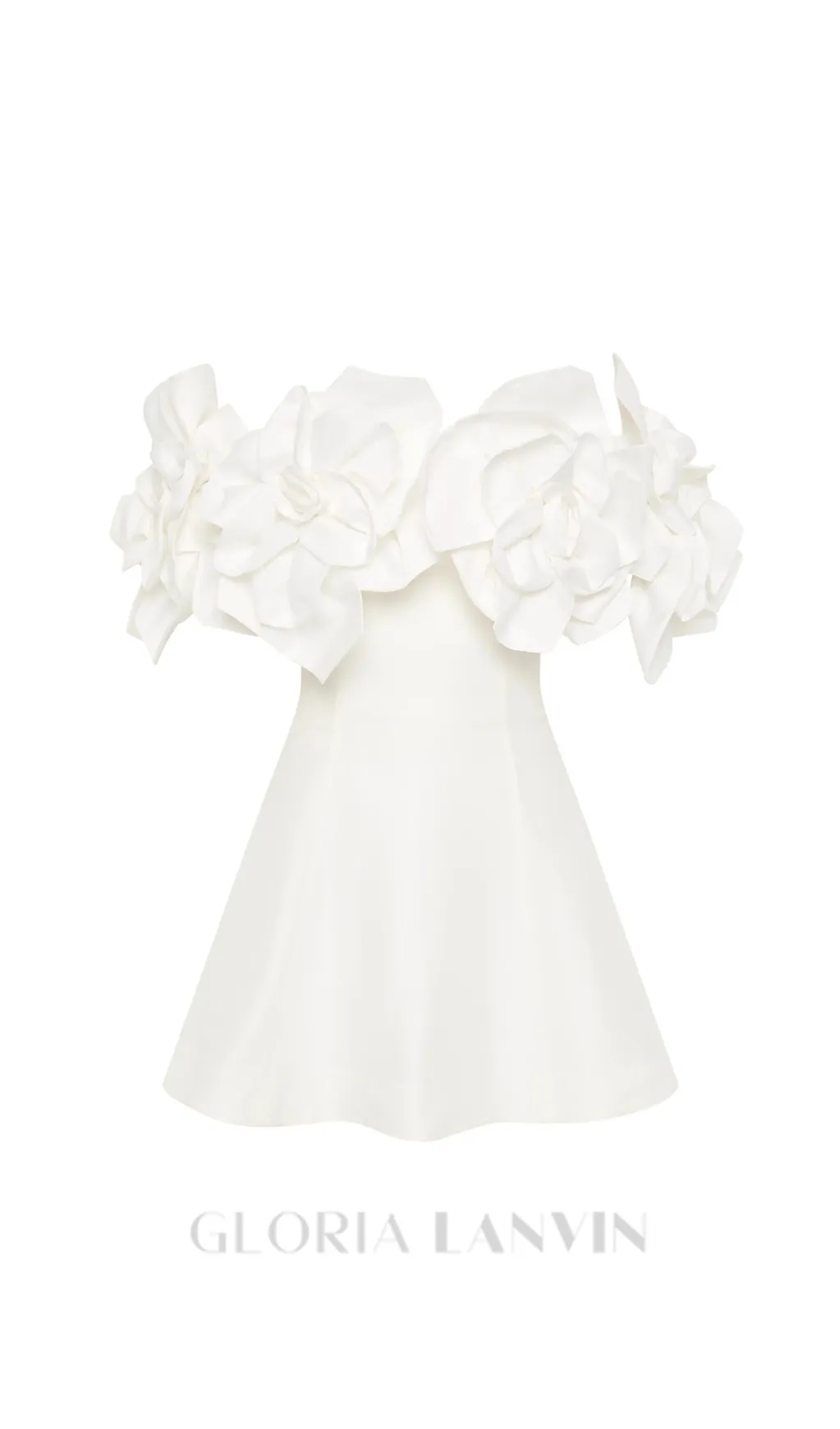 Etta flower strapless mini dress in ivory Gloria Lanvin