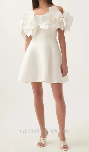 Etta flower strapless mini dress in ivory Gloria Lanvin