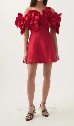 Etta flower strapless mini dress in red Gloria Lanvin