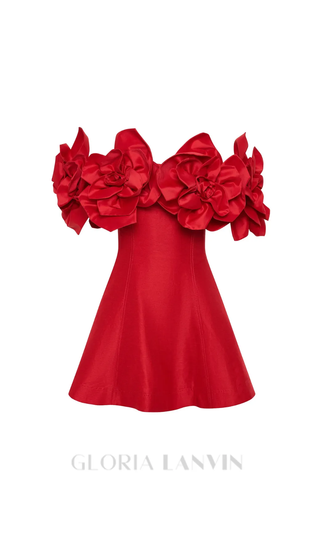 Etta flower strapless mini dress in red Gloria Lanvin
