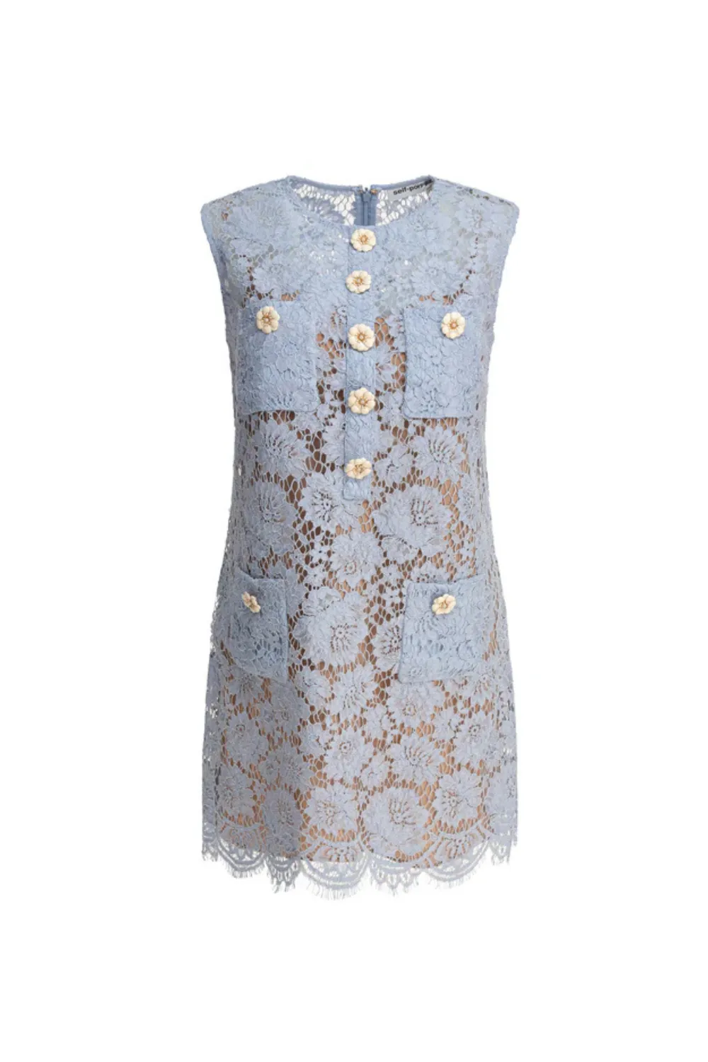 eunice hollow pencil Lace mini Dress in blue Gloria Lanvin