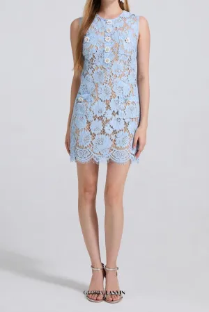 eunice hollow pencil Lace mini Dress in blue Gloria Lanvin