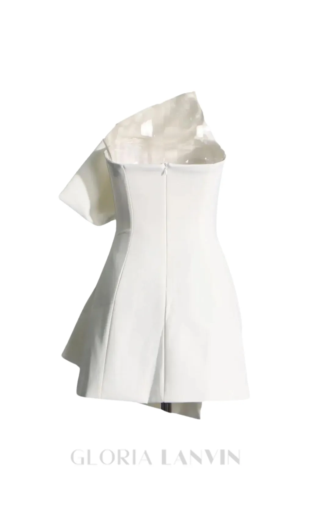 EVANGELINE STRAPLESS BOW MINI DRESS IN WHITE Gloria Lanvin