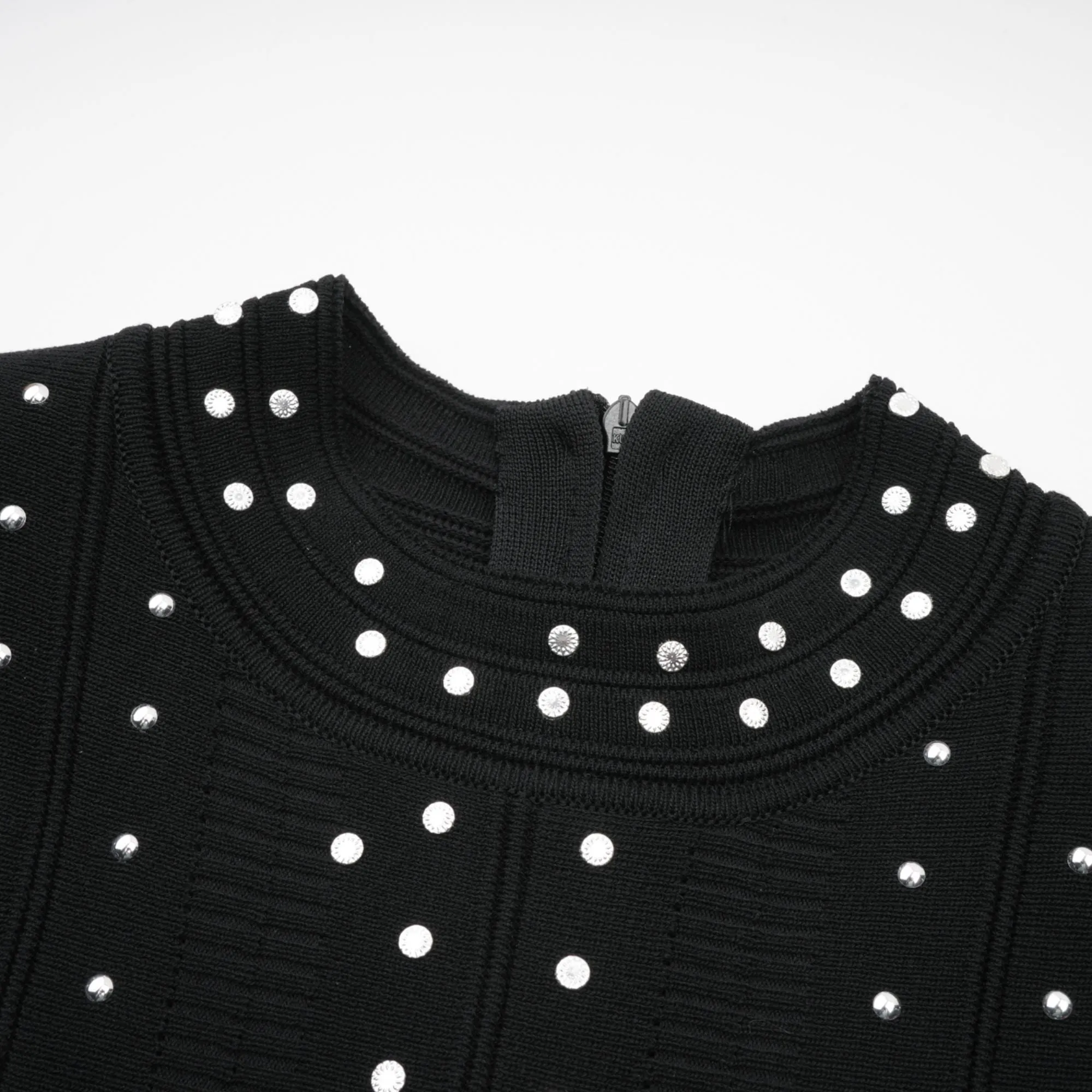 Fabienne black embellished ruffled knitted mini dress Gloria Lanvin