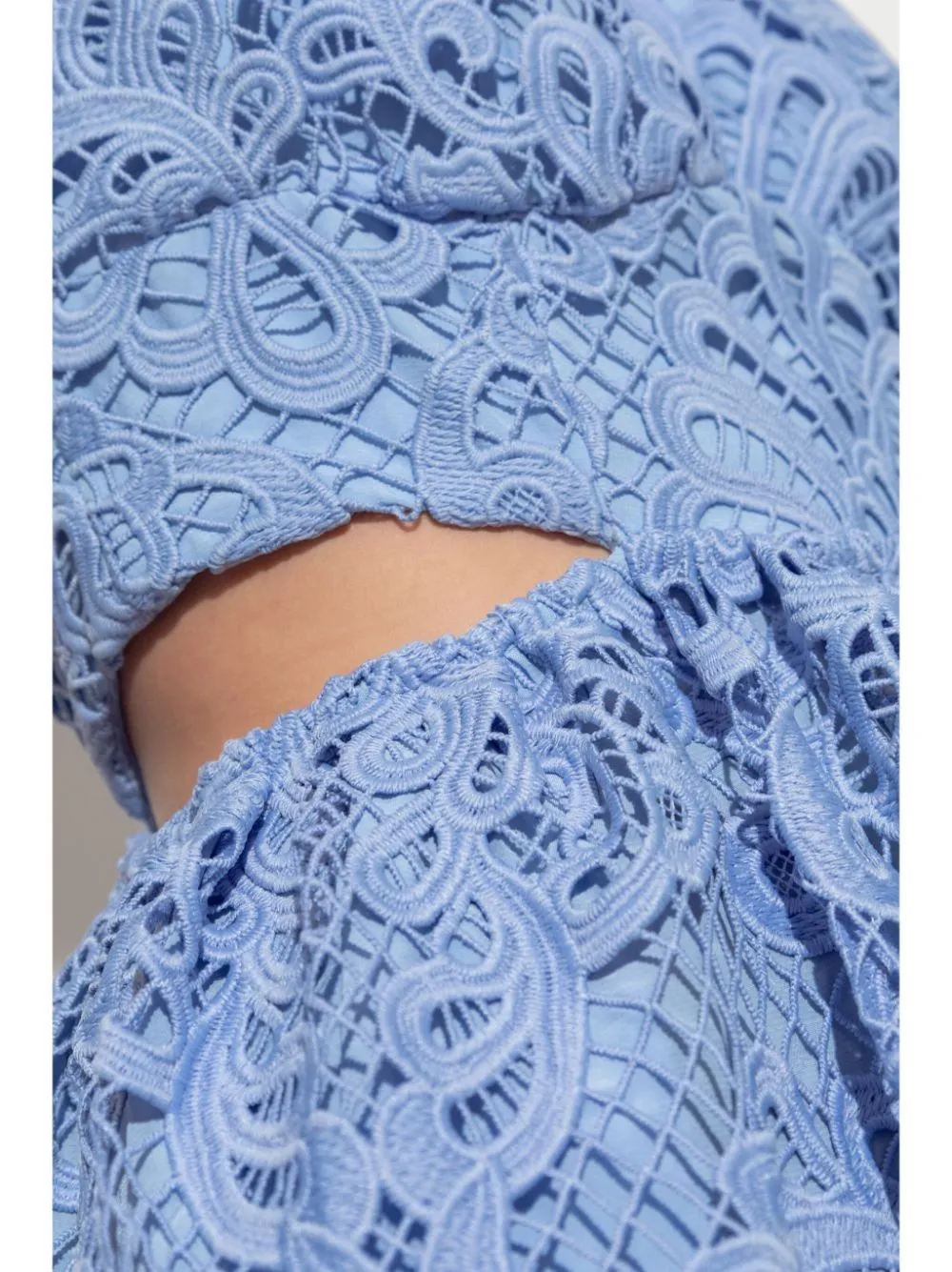 FANNY CUT-OUT LACE EMBROIDERY MIDI DRESS IN BLUE Gloria Lanvin