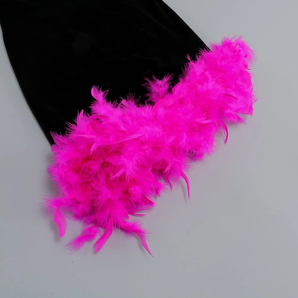 FEATHER CORSET MINII DRESS IN BLACK Gloria Lanvin