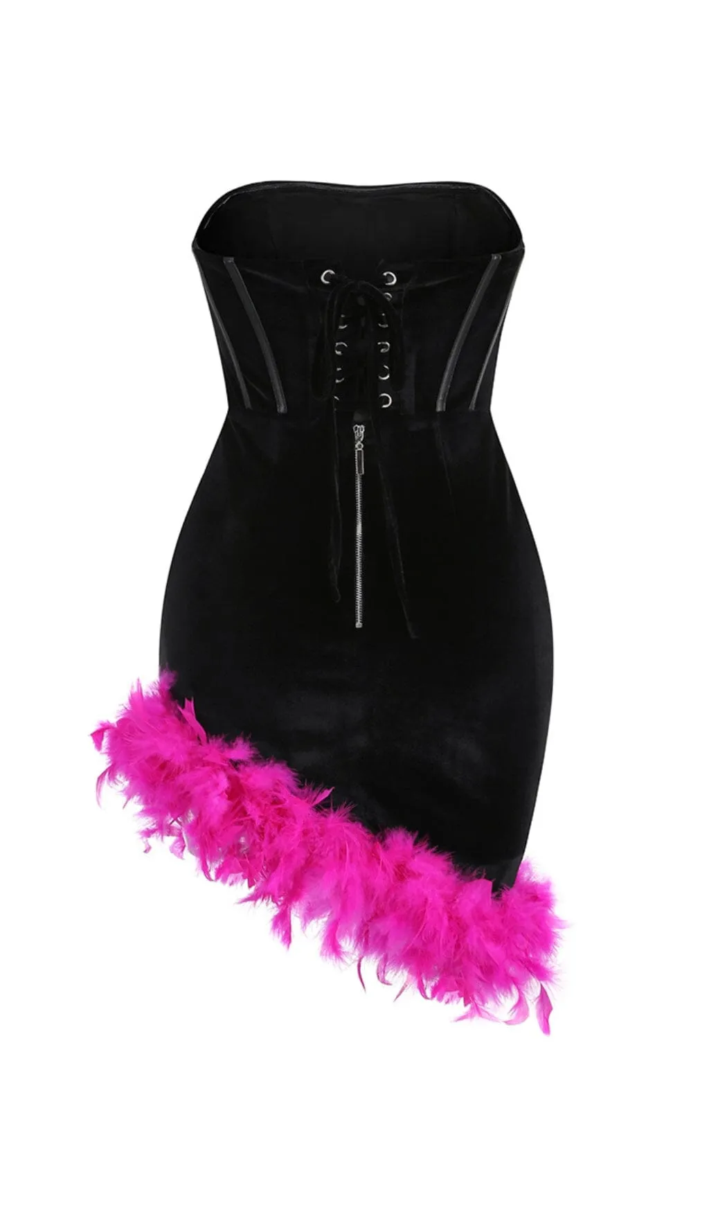 FEATHER CORSET MINII DRESS IN BLACK Gloria Lanvin