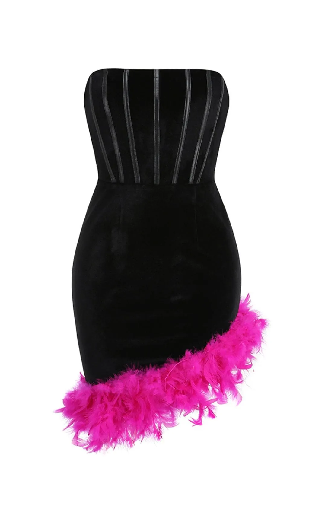 FEATHER CORSET MINII DRESS IN BLACK Gloria Lanvin