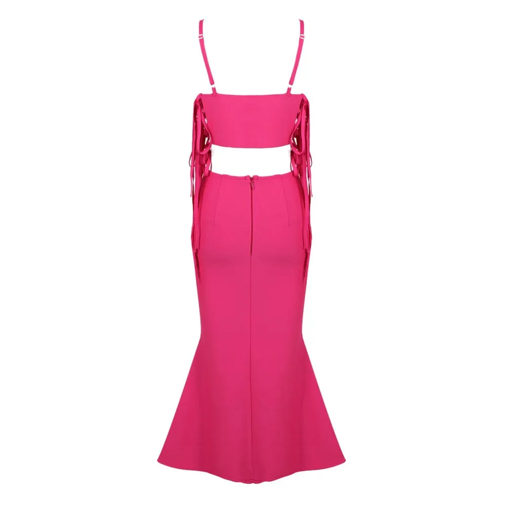 FEATHER CUTOUT BANDAGE DRESS Gloria Lanvin