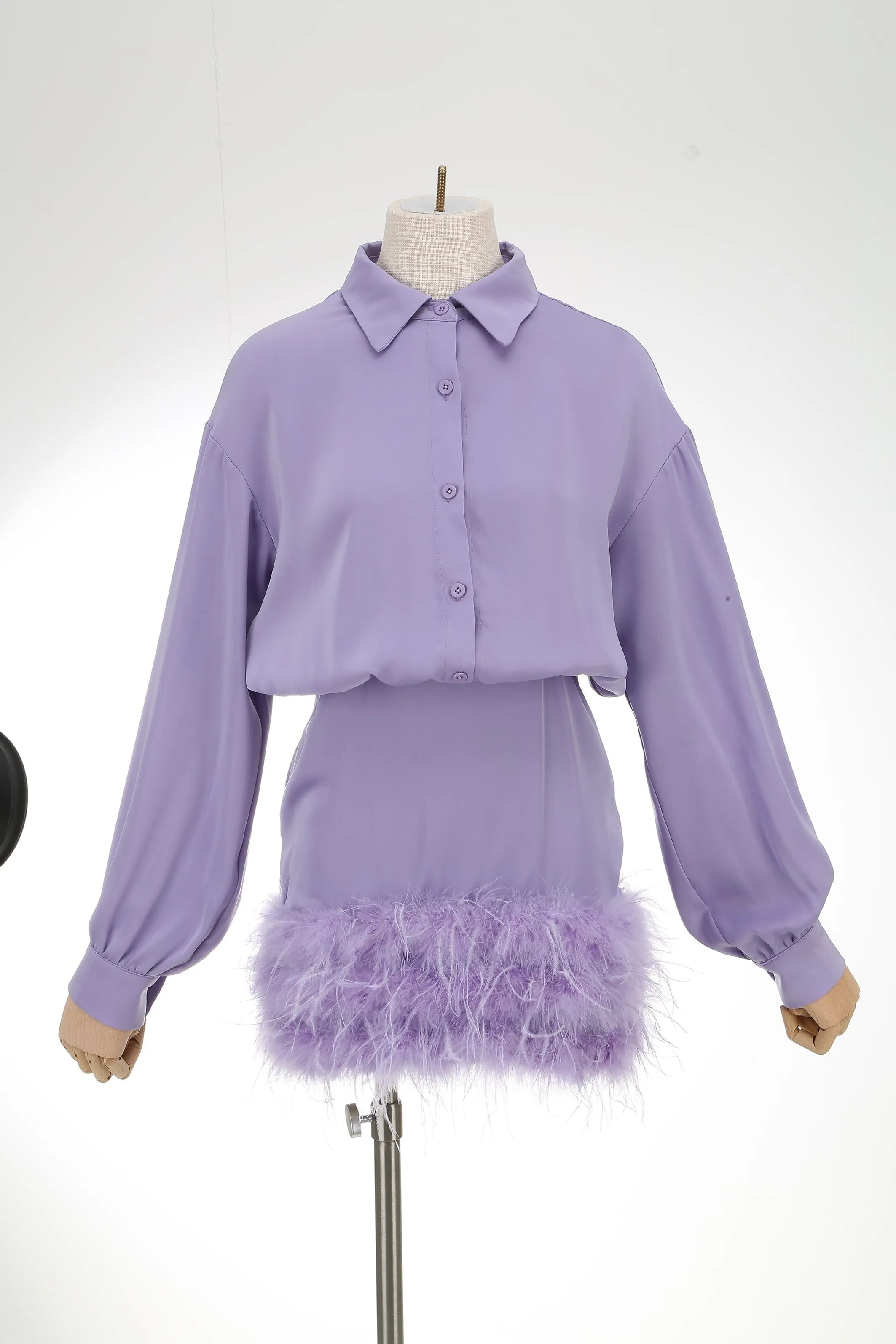 FEATHER LONG SLEEVE SHIRT DRESS Gloria Lanvin