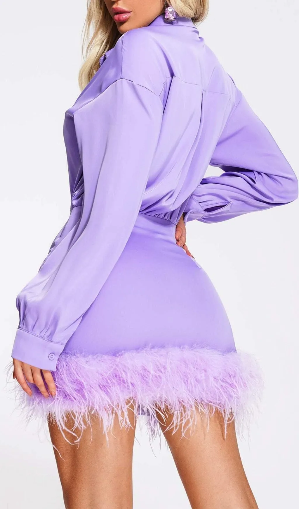 FEATHER LONG SLEEVE SHIRT DRESS Gloria Lanvin