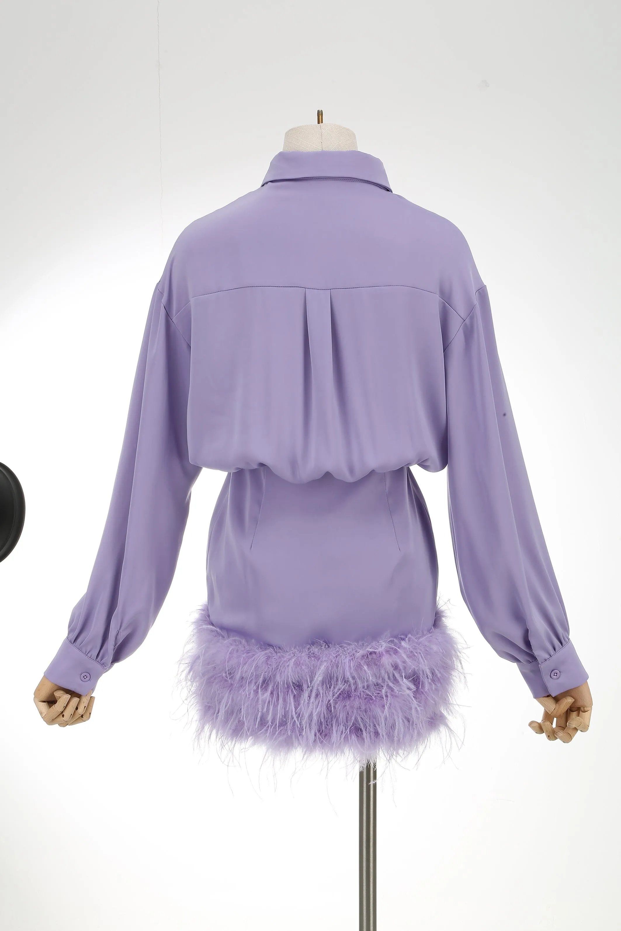 FEATHER LONG SLEEVE SHIRT DRESS Gloria Lanvin