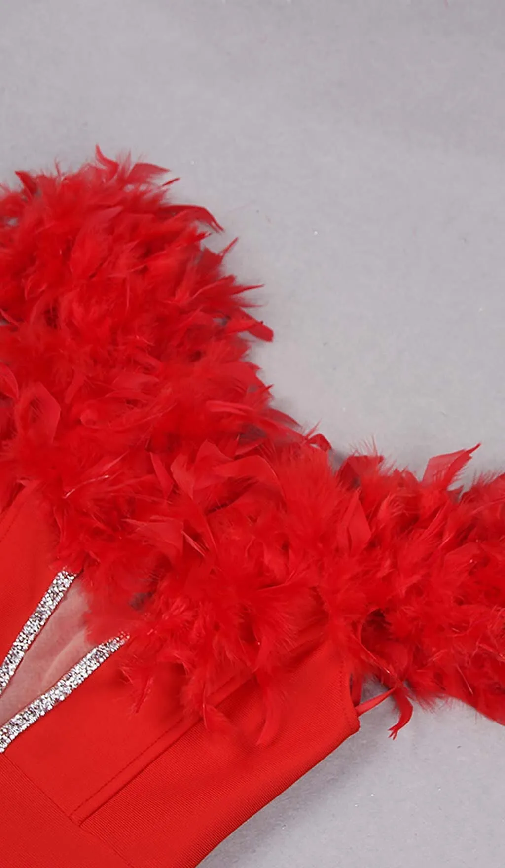 FEATHER PLUNGE MIDI DRESS Gloria Lanvin
