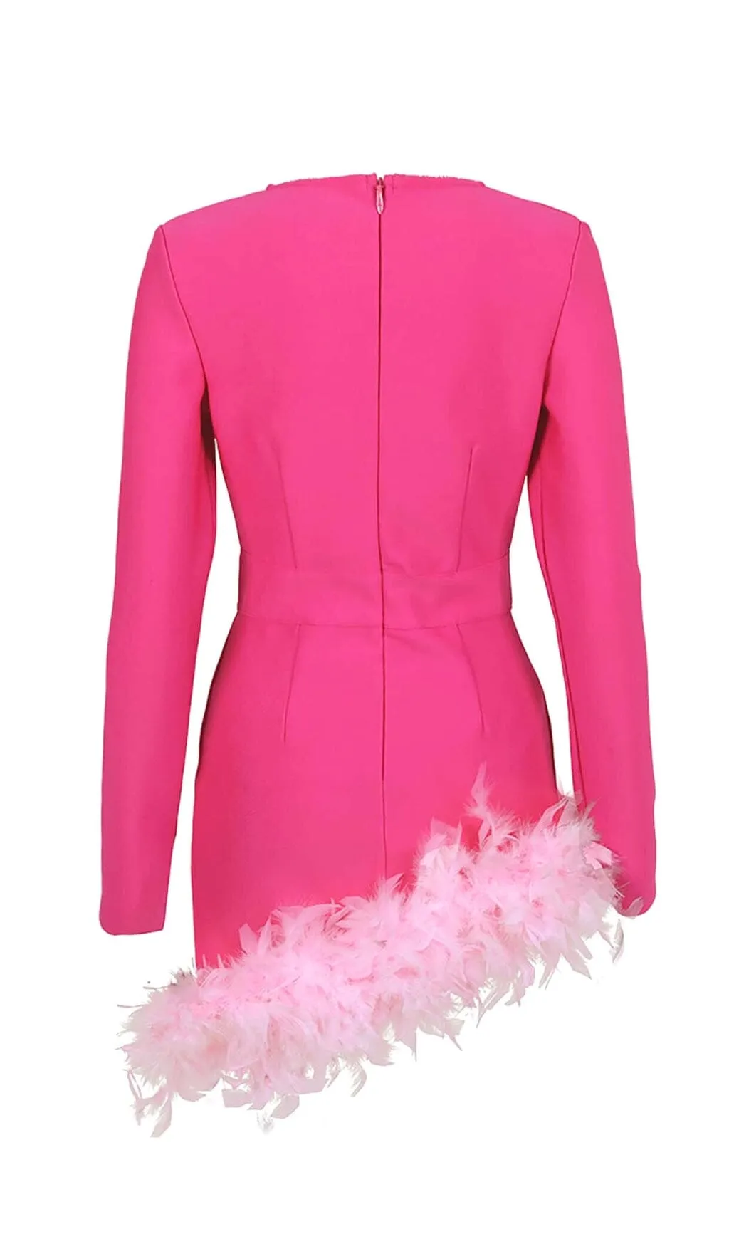 FEATHER PLUNGE MINI DRESS IN RED Gloria Lanvin