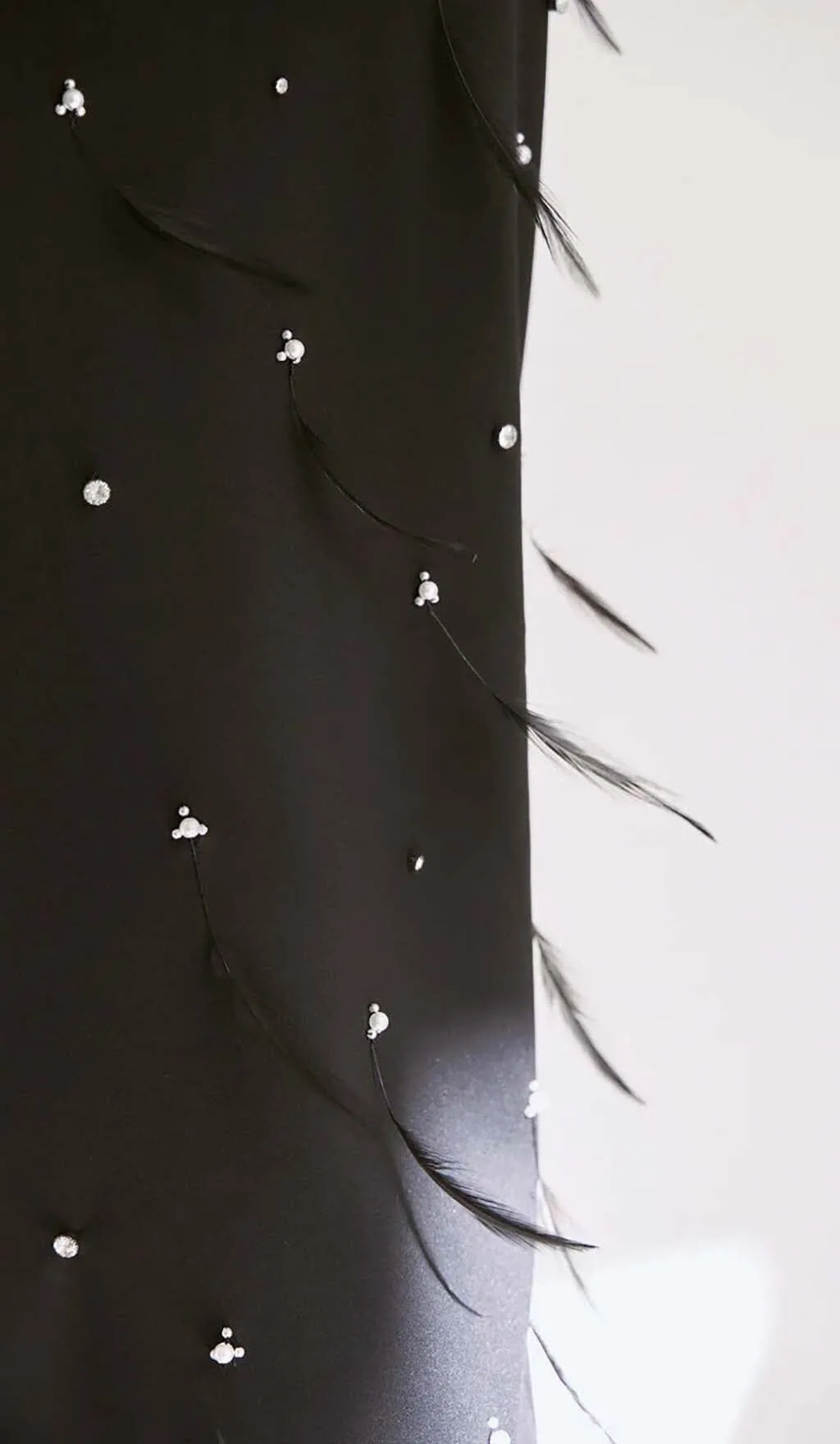 FEATHER RHINESTONES BODYCON MIDI DRESS IN BLACK Gloria Lanvin