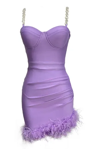 FEATHER STRAPPY MINI DRESS Gloria Lanvin
