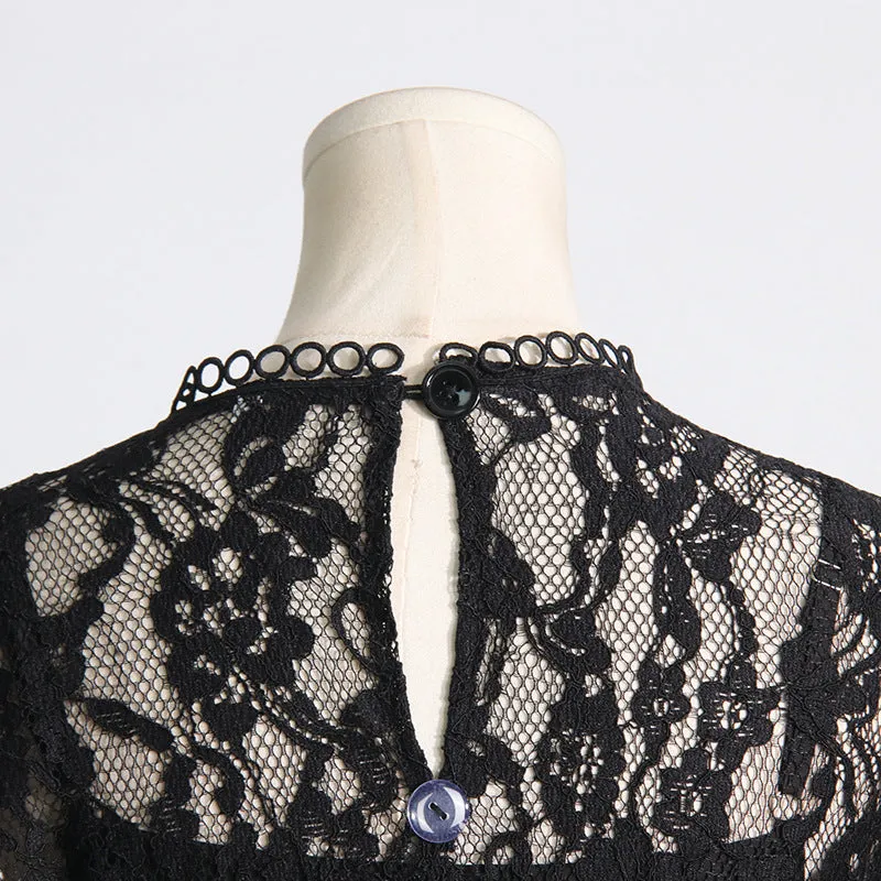 FEATHER TRIMMED LACE DRESS Gloria Lanvin
