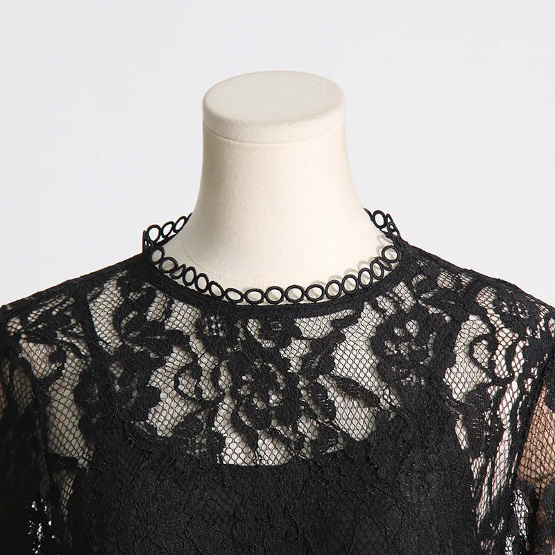 FEATHER TRIMMED LACE DRESS Gloria Lanvin