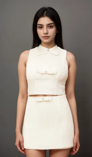 Flaminia white bow-embellished top & skirt matching set Gloria Lanvin